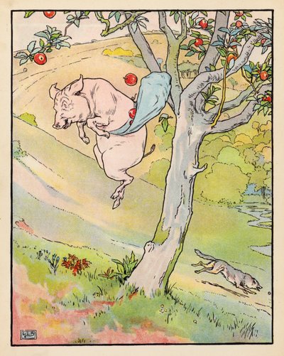 Illustratie voor De Drie Kleine Biggetjes door Leonard Leslie Brooke