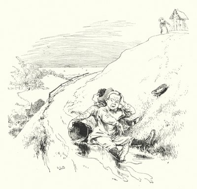 Jack en Jill gingen de heuvel op (gravure) door Leonard Leslie Brooke