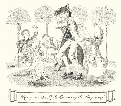Vrolijk zijn de klokken, en vrolijk zouden ze luiden (gravure) door Leonard Leslie Brooke