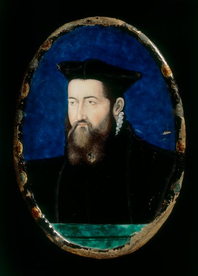 Portret van Prelaat, werk in majolica door Leonardo Limosin bewaard in het Museo Nazionale del Bargello, Florence door Leonard Limosin