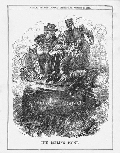 Het kookpunt. Punch Magazine, 2 oktober 1912 door Leonard Raven Hill