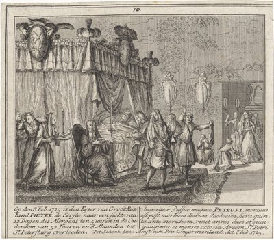 De Dood van Peter de Grote op 8 februari 1725 door Leonard Schenk