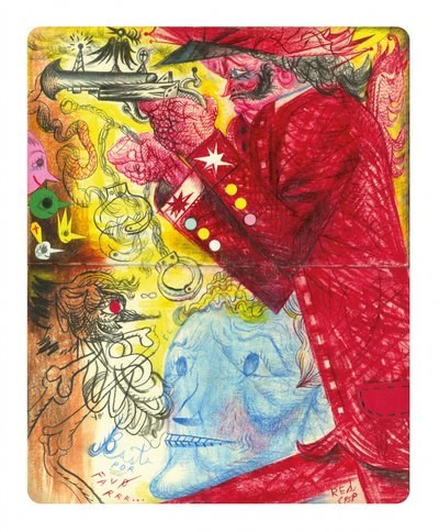 Surrealistische figuren met een rode laag door Leonardo Flores