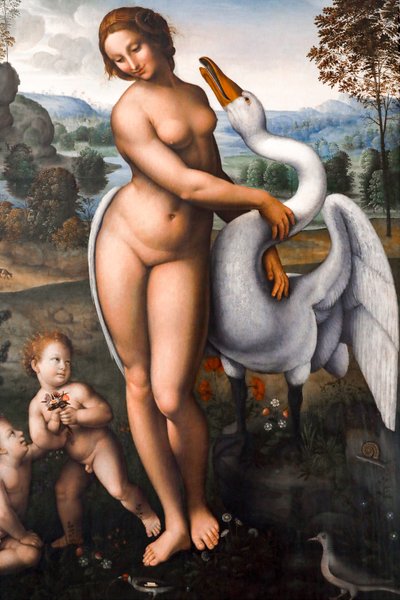 Leda en de zwaan door Leonardo da (after) Vinci