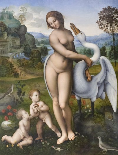 Leda en de Zwaan, kopie naar Leonardo da Vinci door Leonardo da (after) Vinci