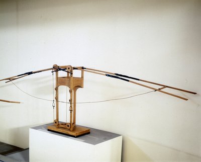 Machine om te vliegen met vleugels, model volgens de tekening van Leonardo da Vinci. Museum voor Wetenschap en Technologie, Milaan door Leonardo da (after) Vinci