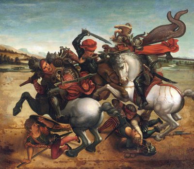 De strijd om de standaard door Leonardo da (follower of) Vinci
