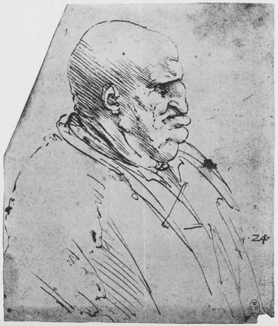 Een grotesk profiel van een man naar rechts, ca. 1480 door Leonardo da Vinci
