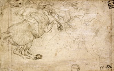 Een Ruiter in Gevecht met een Griffioen, 16e eeuw door Leonardo da Vinci