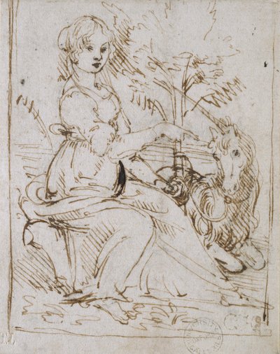 Een Maagd met een Eenhoorn door Leonardo da Vinci