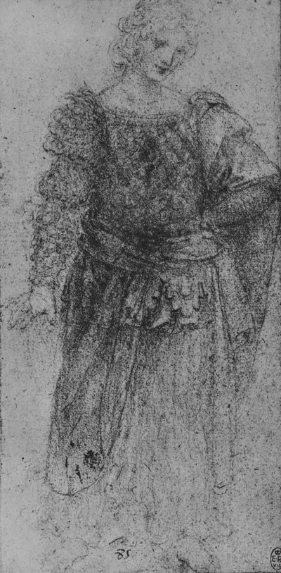 Een Vrouw Met een Gevlochten Lijfje en een Mantel over haar Linkerarm, ca. 1480 door Leonardo da Vinci