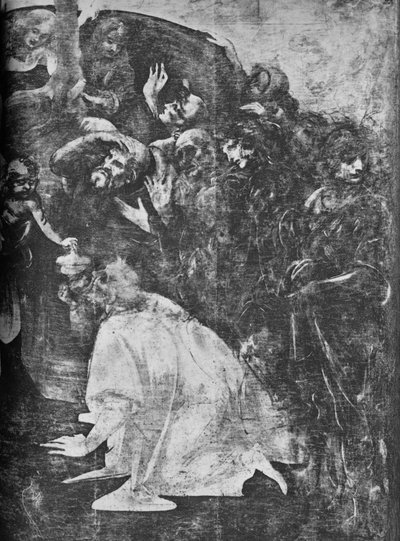 Aanbidding der Wijzen - Rechteronderdeel door Leonardo da Vinci