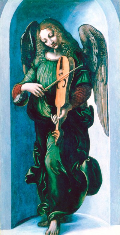 Een engel in groen met een vedel, c1500 door Leonardo da Vinci