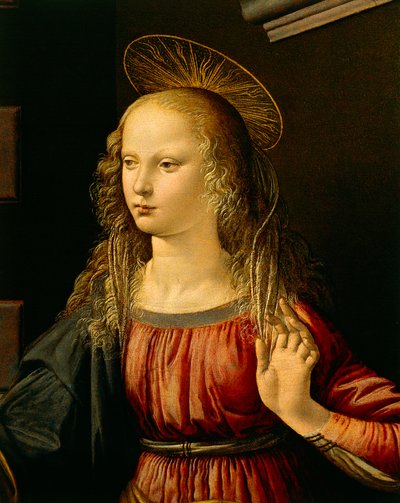 Annunciatie, ca. 1475 door Leonardo da Vinci