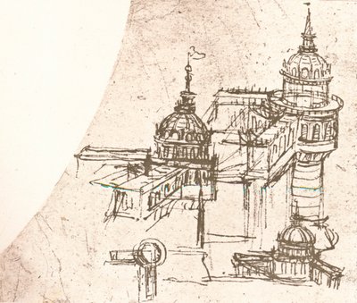 Architectuur voor kastelen, ca. 1472-ca. 1519, 1883 door Leonardo da Vinci