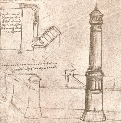 Architectuur voor kastelen, ca. 1472-ca. 1519 1883 door Leonardo da Vinci