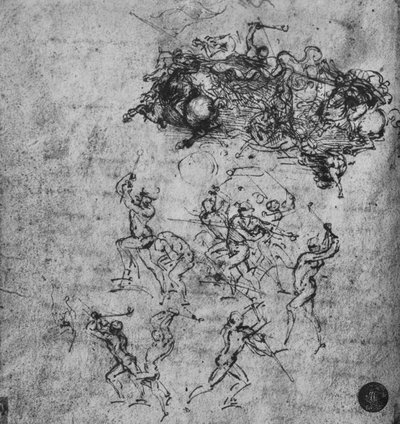 Slag van ruiters en voetsoldaten, ca. 1480, 1945 door Leonardo da Vinci
