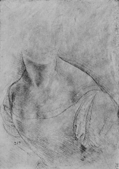 Borstbeeld van een vrouw naar links gedraaid, het hoofd licht aangegeven, ca. 1480 1945 door Leonardo da Vinci