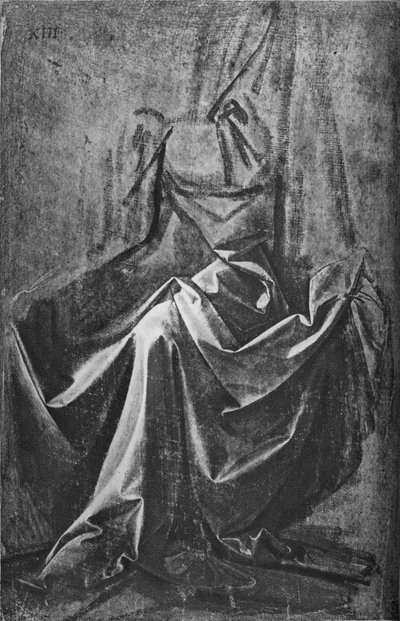 Gipsafgietsel van Draperie voor een Zittend Beeld, ca. 1475 1945 door Leonardo da Vinci