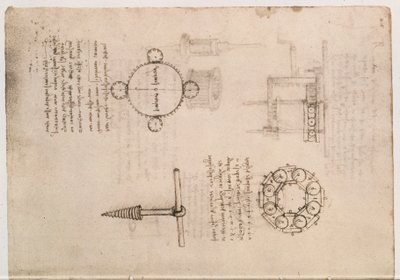 Codex Madrid I f.20, mechanische studies door Leonardo da Vinci