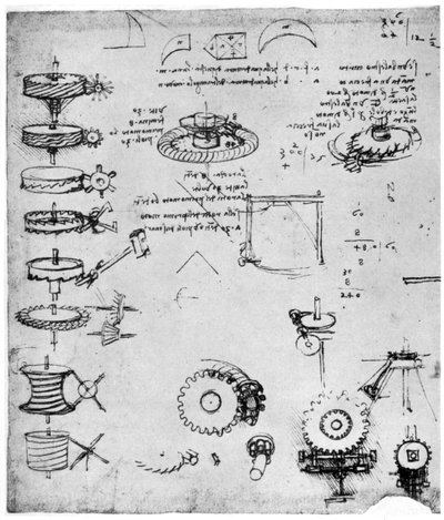 Tandwielen (detail) door Leonardo da Vinci