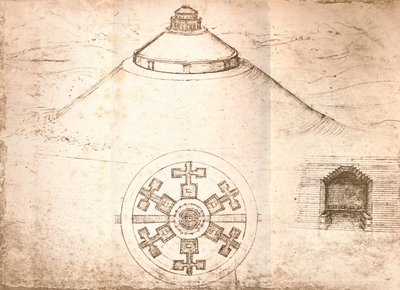 Ontwerp voor een mausoleum door Leonardo da Vinci