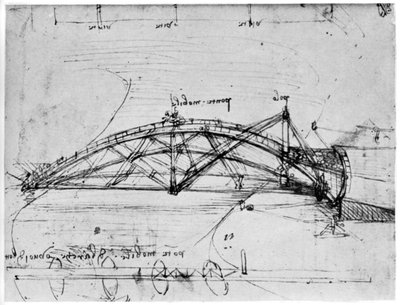 Ontwerp voor een parabolische draaibrug, 1480-1490, 1954 door Leonardo da Vinci