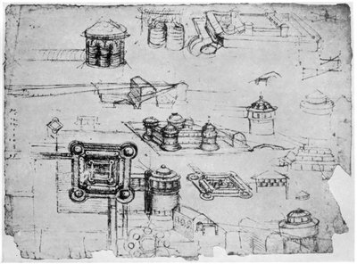 Ontwerpen voor een fort door Leonardo da Vinci