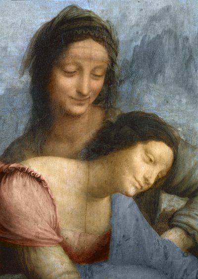 (detail) van de Maagd en St. Anna uit De Maagd en Kind met St. Anna door Leonardo da Vinci