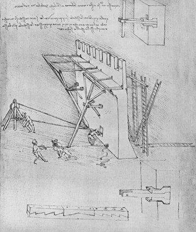 Apparaat voor het Afweren van Schaal Ladders, ca. 1480 1945 door Leonardo da Vinci