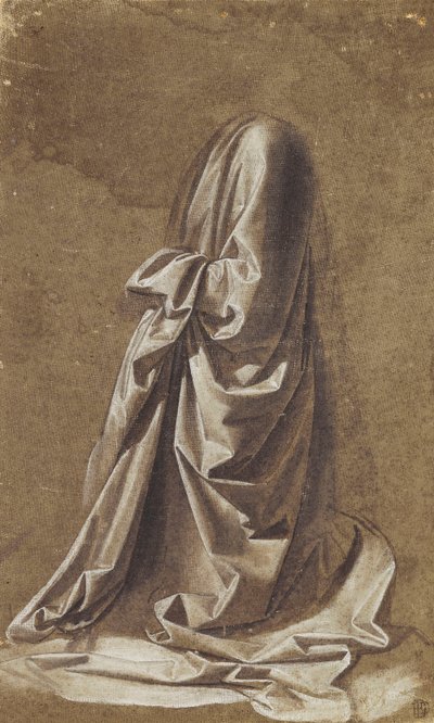 Draperiestudie voor een knielende figuur door Leonardo da Vinci