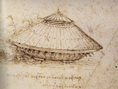 Tekening van een gepantserde tank, ca. 1485 door Leonardo da Vinci