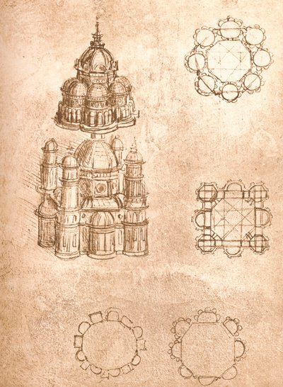 Tekening van kerken, ca. 1472-ca. 1519 1883 door Leonardo da Vinci
