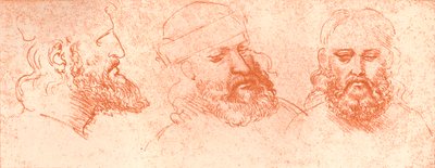 Tekening van oosterse hoofden, in rood krijt, ca. 1472-ca. 1519 door Leonardo da Vinci