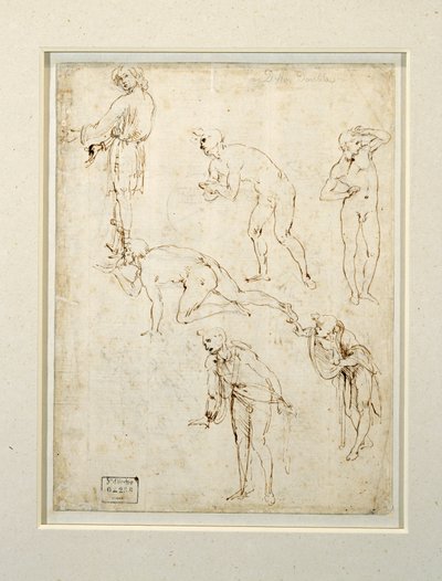 Studie van figuren voor de Aanbidding der Koningen (tekening) door Leonardo da Vinci