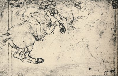 Gevecht tussen een ruiter en een griffioen, ca 1480 1945 door Leonardo da Vinci