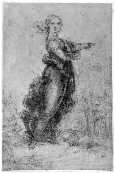 Zwevende vrouwelijke figuur, laat 15e of vroeg 16e eeuw, 1954 door Leonardo da Vinci