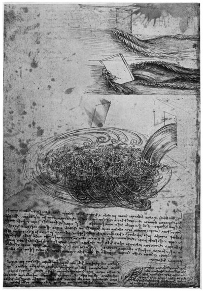 Stroom van wervelingen in een waterval, 1509-1511 1954 door Leonardo da Vinci