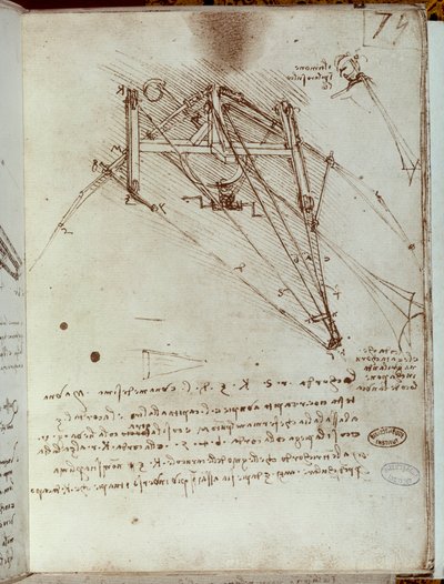 Vliegmachine tekening. Manuscript door Leonardo da Vinci door Leonardo da Vinci