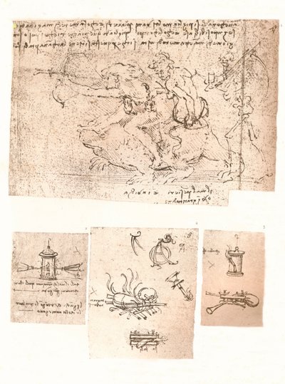 Vier tekeningen van allegorische voorstellingen, ca. 1472-ca. 1519 1883 door Leonardo da Vinci