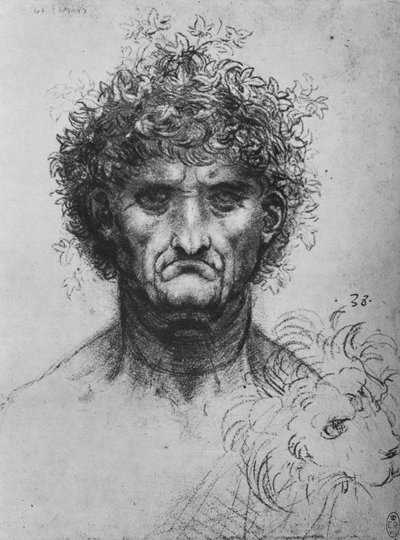 Volledig Gezicht van een Oude Man met een Krans, ca. 1480, 1945 door Leonardo da Vinci