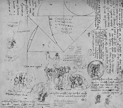 Geometrische figuren en ontwerpen voor allegorische voorstellingen, ca. 1480 1945 door Leonardo da Vinci