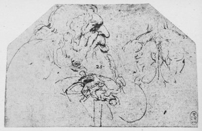 Halflengte van een oude man leunend op een stok, ca. 1480 1945 door Leonardo da Vinci