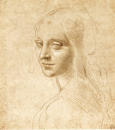 Hoofd en schouders van een meisje, ca. 1490 door Leonardo da Vinci
