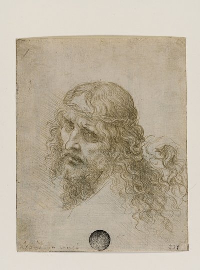 Hoofd van Christus gekroond met doornen, ca. 1500 door Leonardo da Vinci