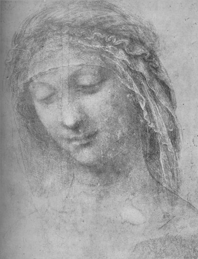 Hoofd van een vrouw driekwart naar links door Leonardo da Vinci