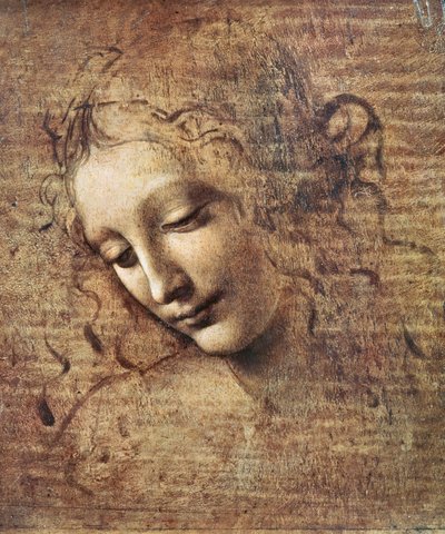 Hoofd van een Jonge Vrouw met Verward Haar of, Leda door Leonardo da Vinci