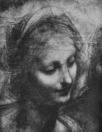Hoofd van de Maagd - Maagd en Kind met St. Anna en de Jonge St. Johannes door Leonardo da Vinci