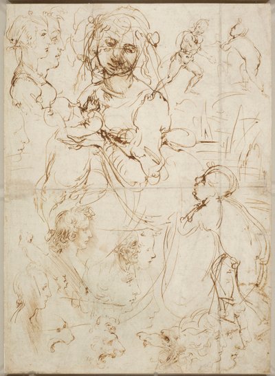 Hoofden en figuren door Leonardo da Vinci
