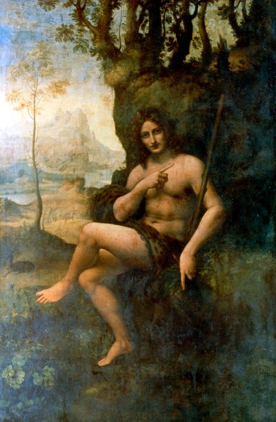 Johannes de Doper, met de attributen van Bacchus, 1513-1516 door Leonardo da Vinci